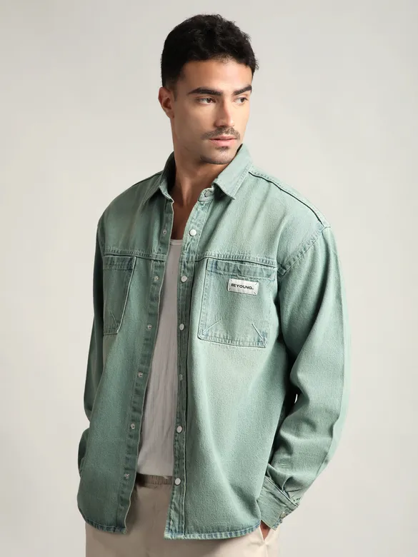 Ice Blue Vintage Wash Denim Shirt