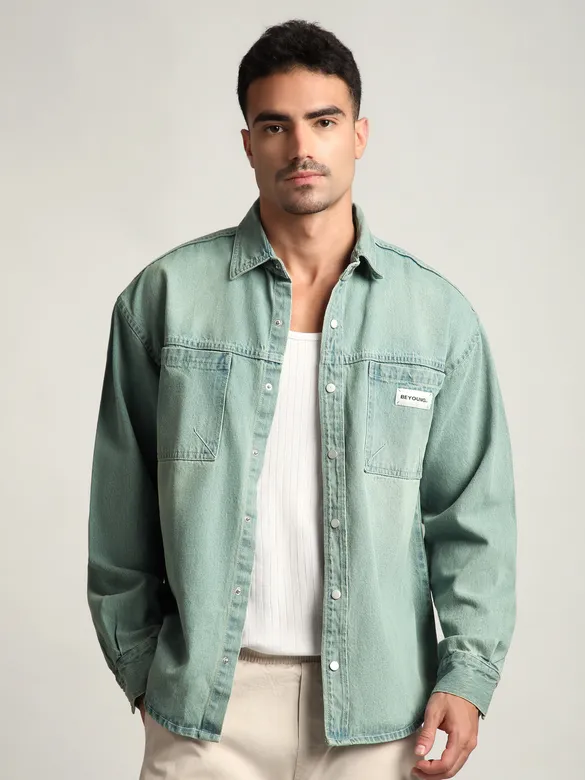 Ice Blue Vintage Wash Denim Shirt