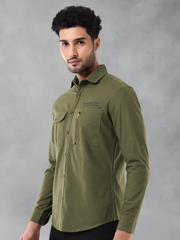 Jade Green Solid Urban Shirt for Men