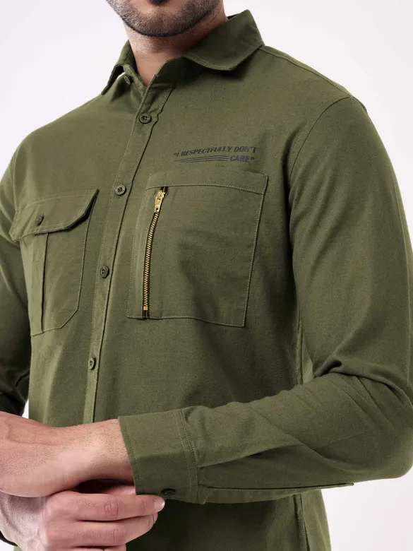 Jade Green Solid Urban Shirt for Men