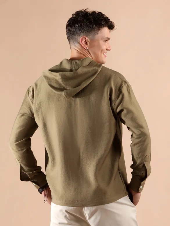 Khaki Hooded Shirt