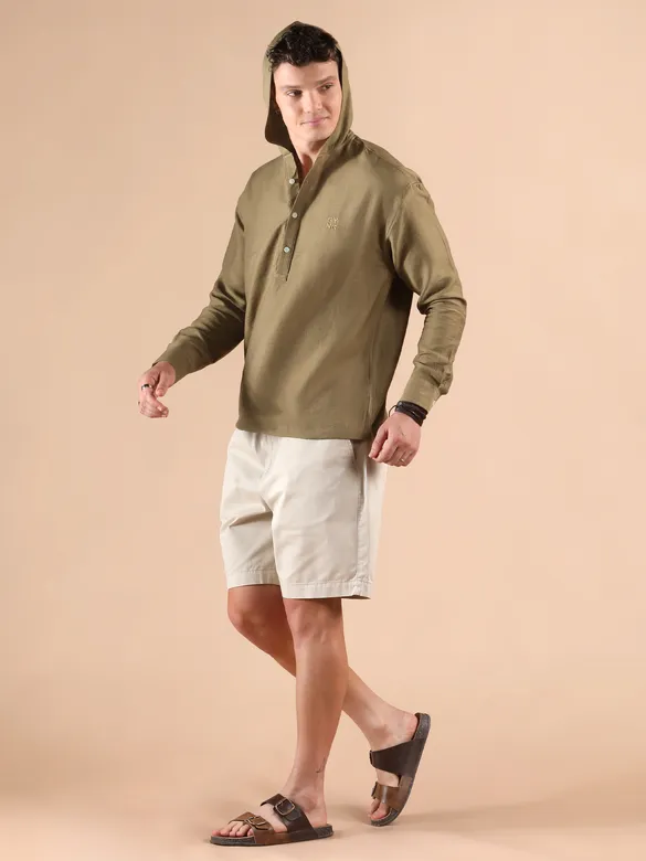 Khaki Hooded Shirt