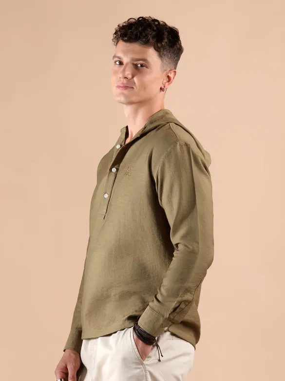 Khaki Hooded Shirt