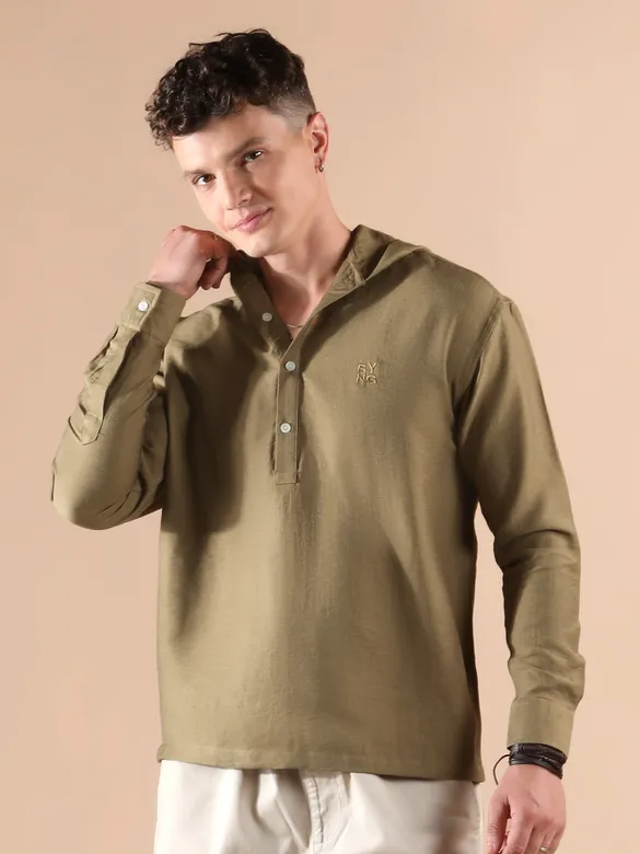 Khaki Hooded Shirt