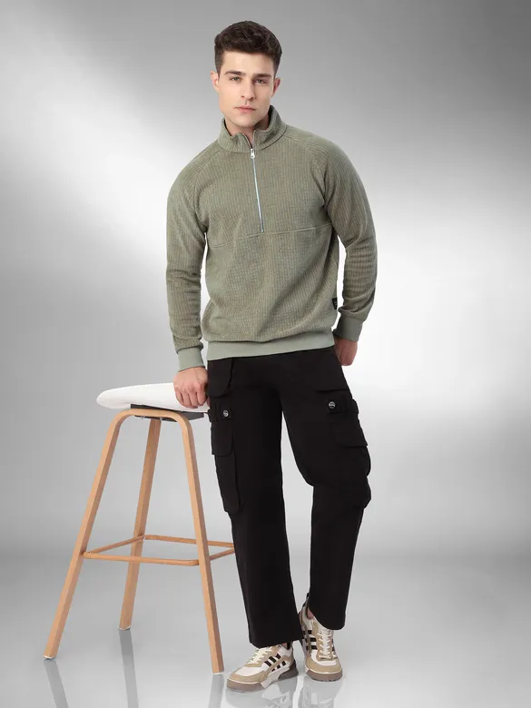 Khaki Zipper Sweatshirt