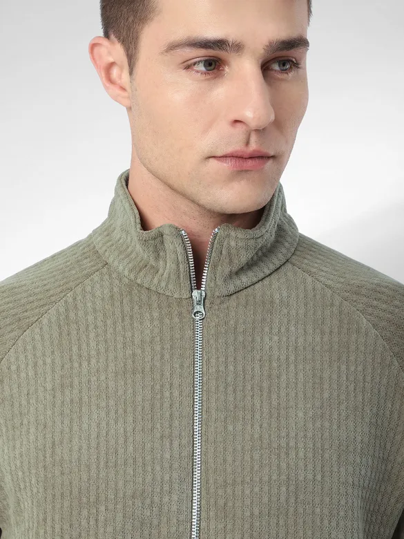 Khaki Zipper Sweatshirt