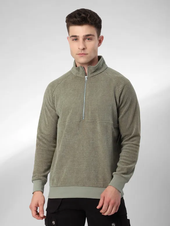 Khaki Zipper Sweatshirt