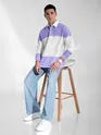Lavender Striped Polo Sweatshirt