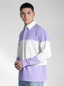 Lavender Striped Polo Sweatshirt