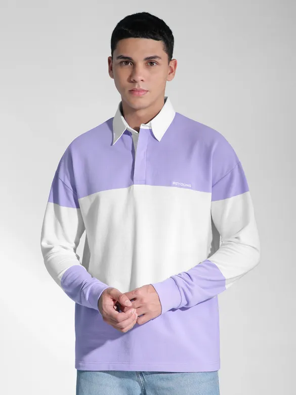 Lavender Striped Polo Sweatshirt