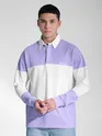 Lavender Striped Polo Sweatshirt