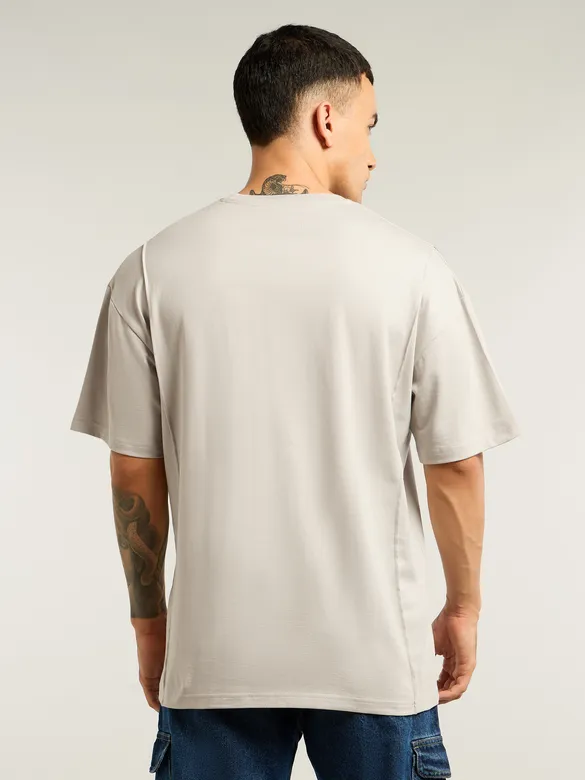 Light Beige Pintuck Oversized T-shirt