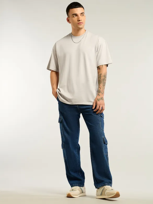 Light Beige Pintuck Oversized T-shirt