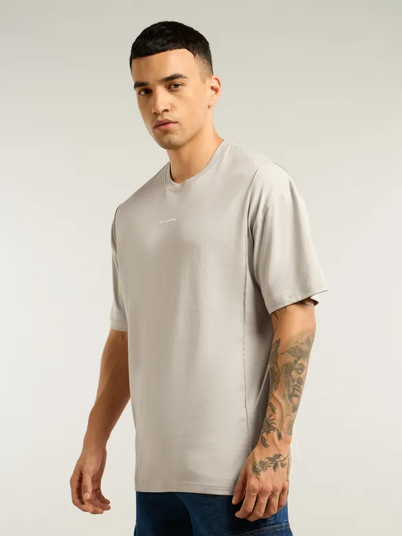 Light Beige Pintuck Oversized T-shirt