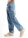Light Blue Denim Oversized Cargo Pants