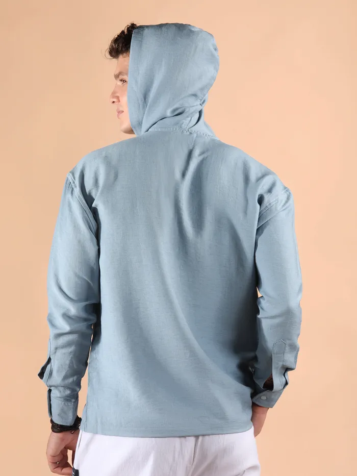Light Blue Hooded Shirt
