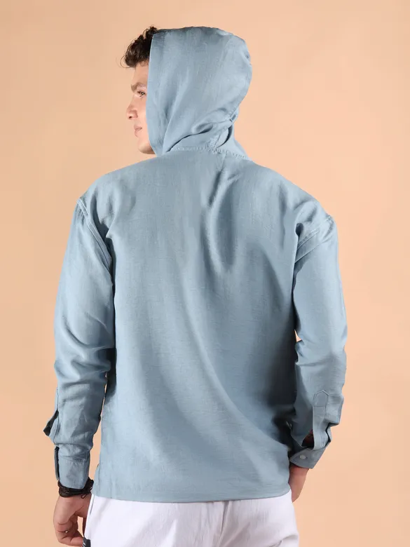 Light Blue Hooded Shirt