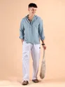Light Blue Hooded Shirt