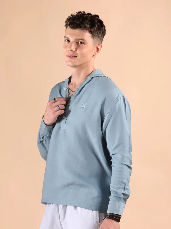 Light Blue Hooded Shirt