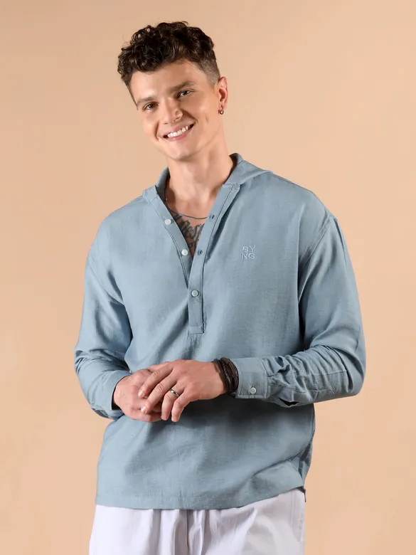 Light Blue Hooded Shirt