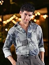 Light Grey And Blue Modern Abstract Printed Shirt