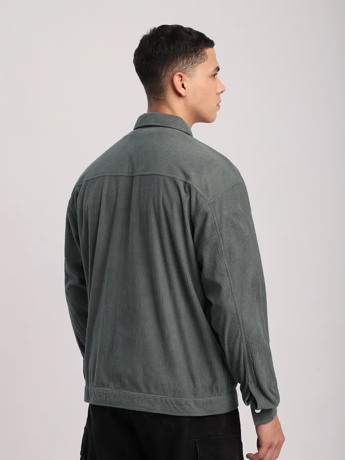Light Grey Corduroy Shacket