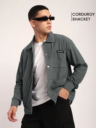 Light Grey Corduroy Shacket