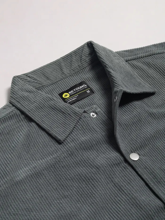 Light Grey Corduroy Shacket