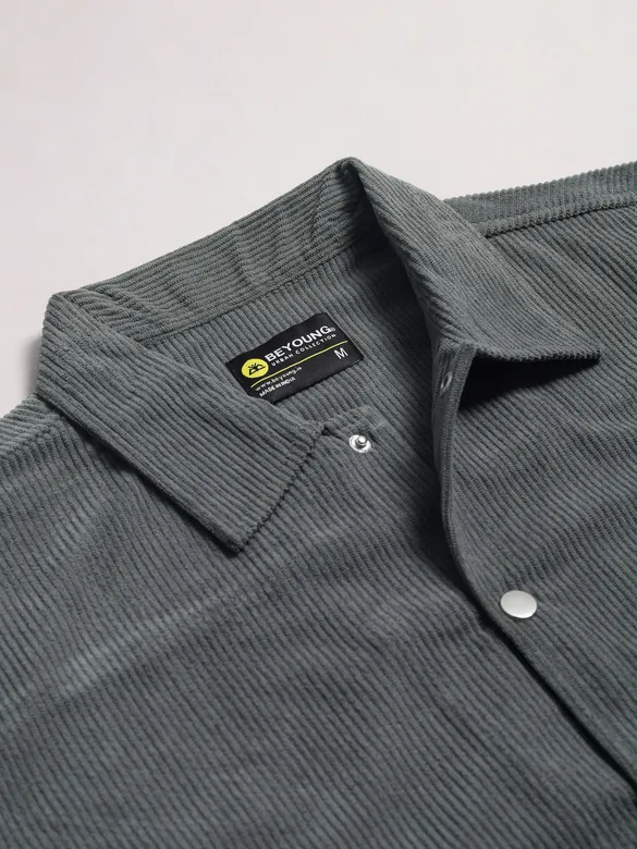 Light Grey Corduroy Shacket