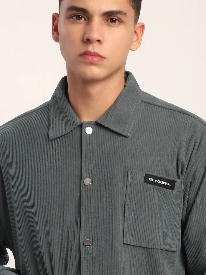 Light Grey Corduroy Shacket
