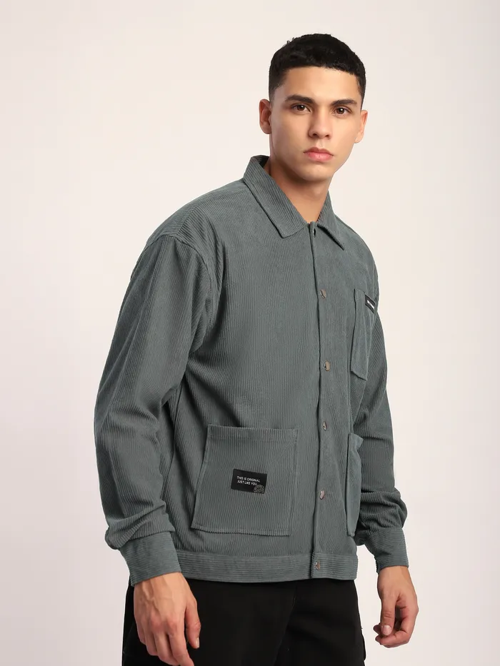 Light Grey Corduroy Shacket