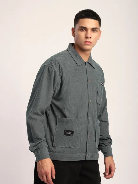 Light Grey Corduroy Shacket