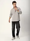 Light Grey Dual Pocket Embroidered Shirt