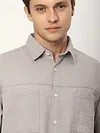 Light Grey Dual Pocket Embroidered Shirt