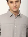 Light Grey Dual Pocket Embroidered Shirt