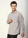 Light Grey Dual Pocket Embroidered Shirt