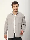 Light Grey Dual Pocket Embroidered Shirt