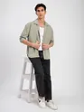 Light Grey Front Yoke Suede Shirt
