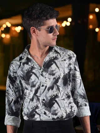 Light Grey Splash Printed Shirt