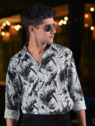 Light Grey Splash Printed Shirt