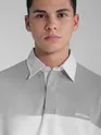 Light Grey Striped Polo Sweatshirt