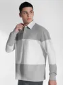 Light Grey Striped Polo Sweatshirt