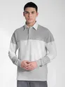 Light Grey Striped Polo Sweatshirt