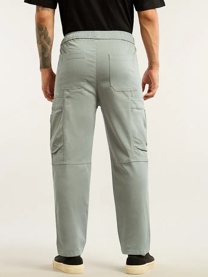 Light Grey Tapered Baggy Cargo Pants
