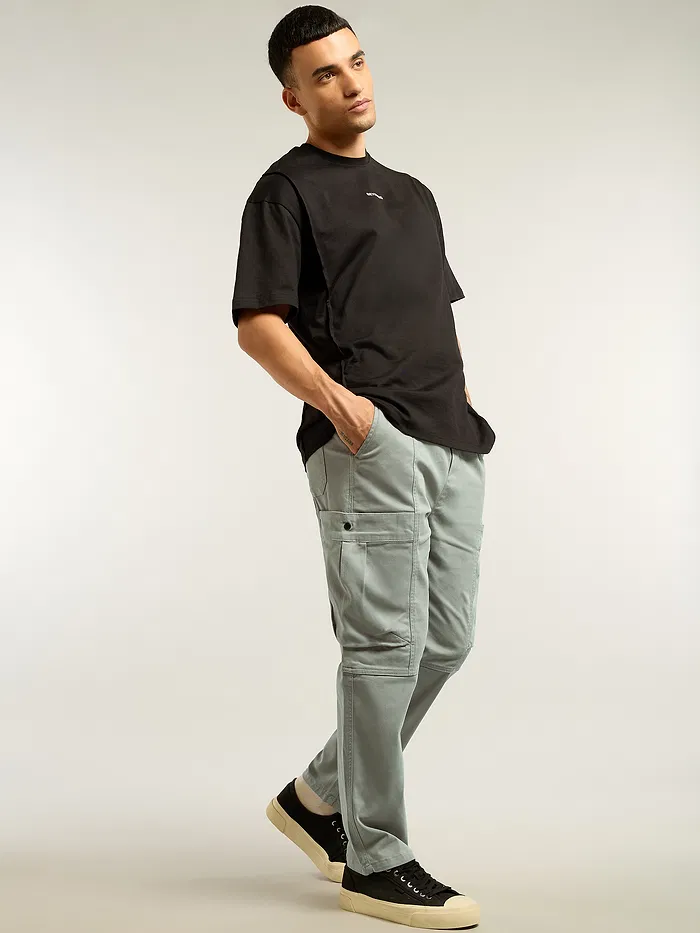 Light Grey Tapered Baggy Cargo Pants