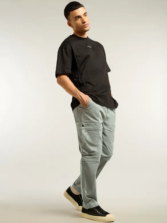 Light Grey Tapered Baggy Cargo Pants