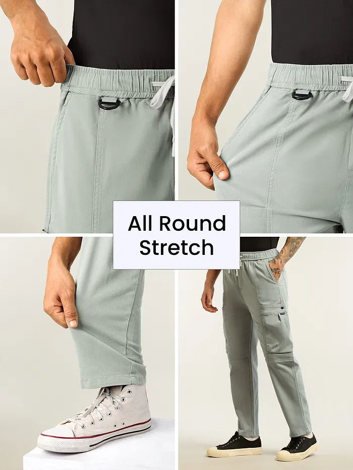 Light Grey Tapered Baggy Cargo Pants