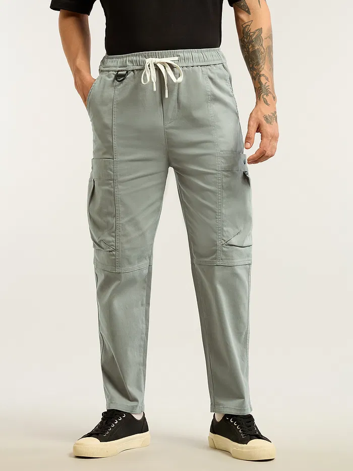 Light Grey Tapered Baggy Cargo Pants
