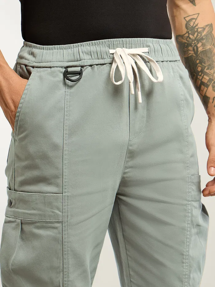 Light Grey Tapered Baggy Cargo Pants