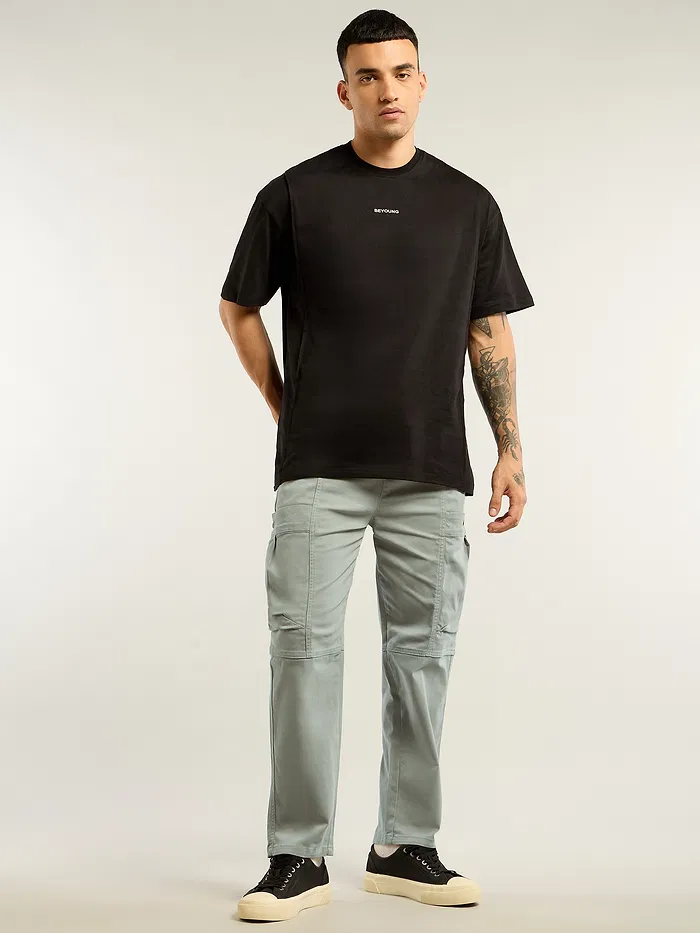 Light Grey Tapered Baggy Cargo Pants
